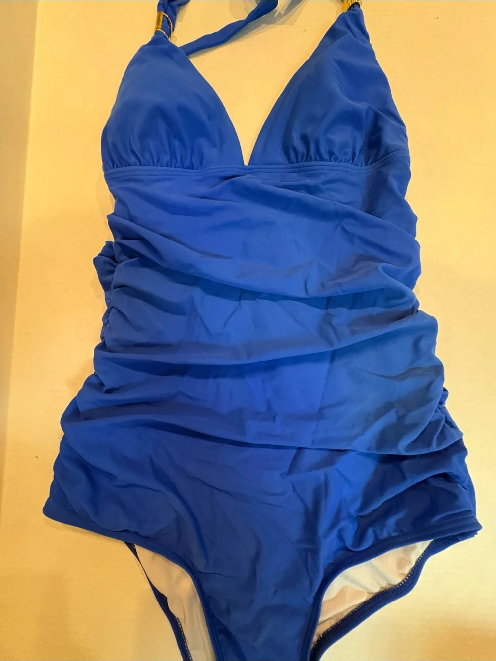 Royal Blue One-Piece Swimsuit with Halter Neck